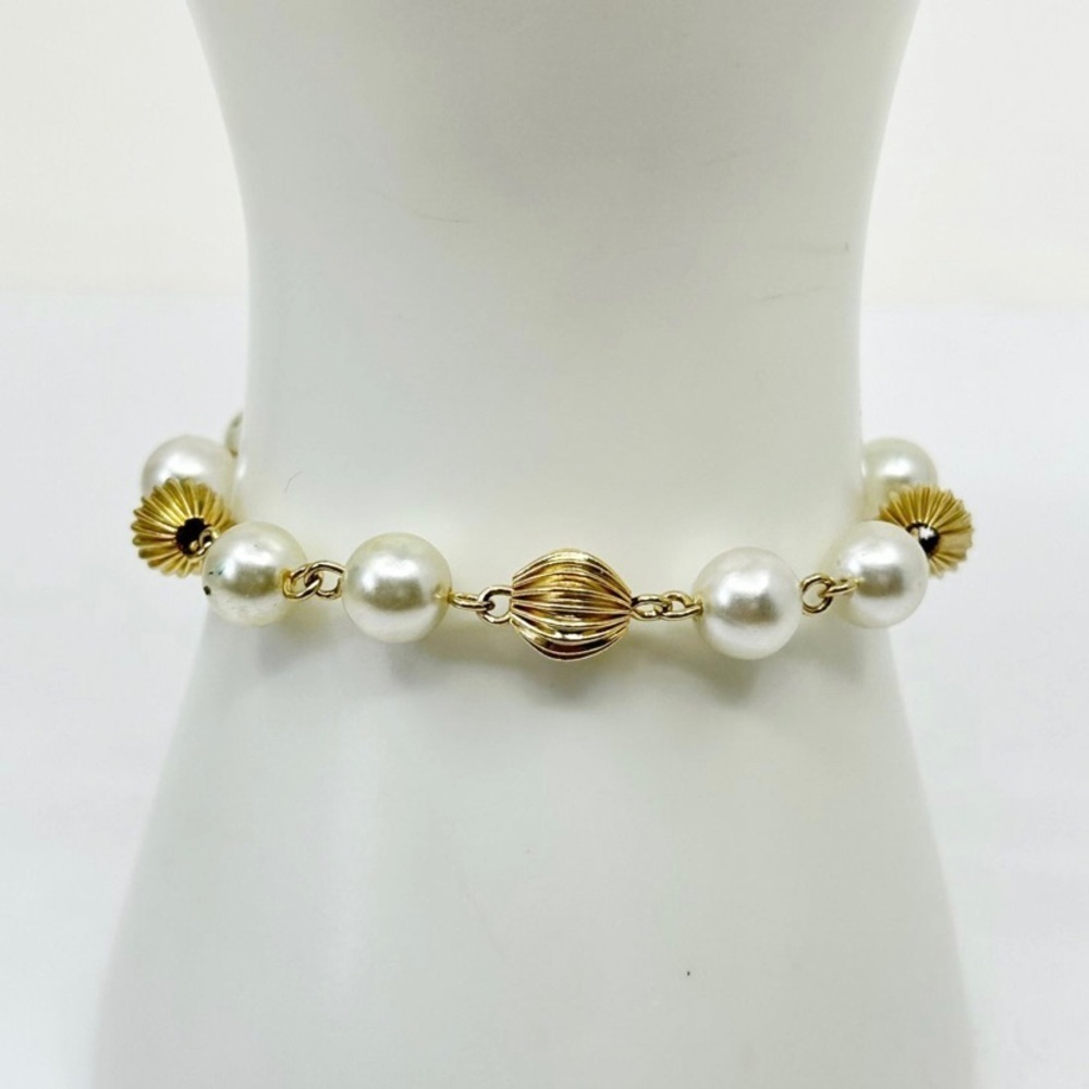 Vintage Gold filled bead & pearl bracelet